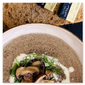 Mushroom Soup with bread and butter